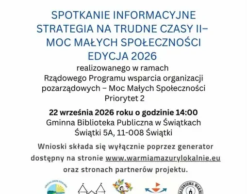 Świątki: spotkanie o dotacjach z programu Moc Małych Społeczności