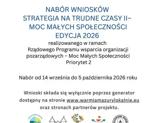 Konkurs „Strategia na trudne czasy II” – nawet 10 000 zł dla małych społeczności