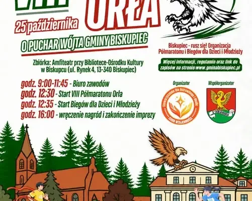 VIII Półmaraton Orła w Biskupcu – trwają zapisy na bieg i zawody dla dzieci