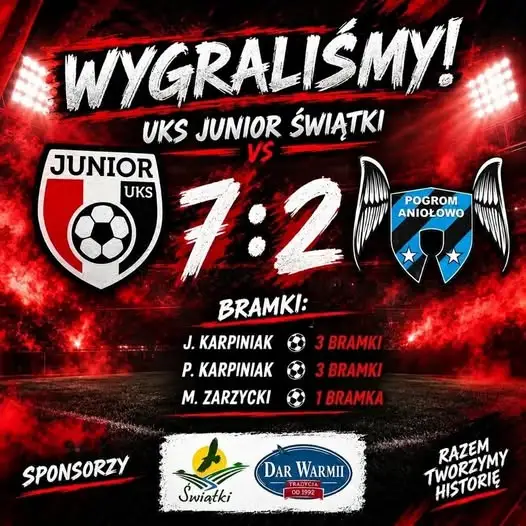 UKS Junior Świątki wygrywa 7:2. Gol z 30 metrów ozdobą meczu
