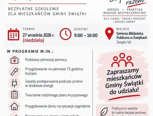 Bezpłatne szkolenie z ochrony ludności dla mieszkańców gminy Świątki