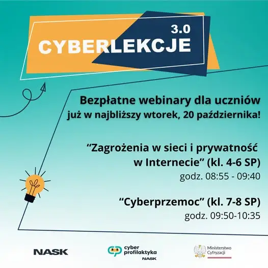 Cyberlekcje 3.0: bezpłatne webinary o bezpieczeństwie w sieci dla szkół podstawowych