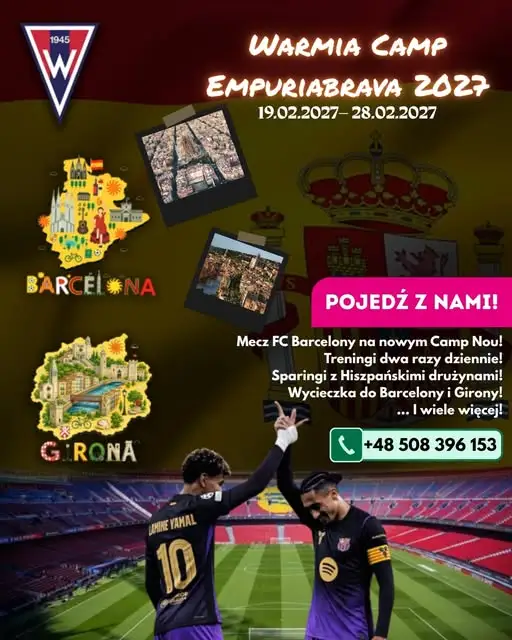 Warmia Camp 2027: piłkarski obóz na Costa Brava z meczem FC Barcelony
