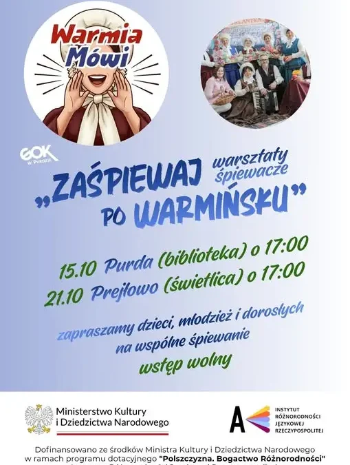 „Zaśpiewaj po Warmińsku” – wspólne śpiewanie w Purdzie już 15 października