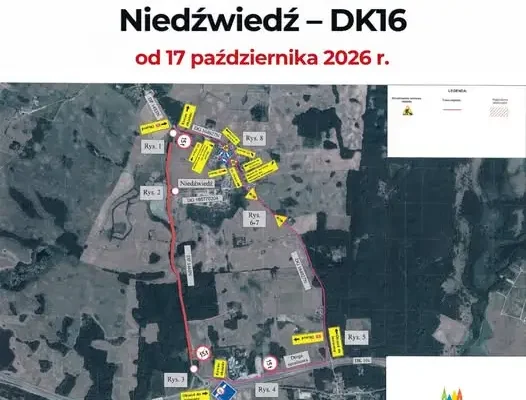 Uwaga kierowcy! Zamknięcie drogi powiatowej nr 1483N w Niedźwiedziu od 17 października