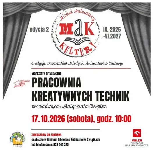 Świątki: warsztaty kreatywne dla młodzieży już w sobotę 17 października