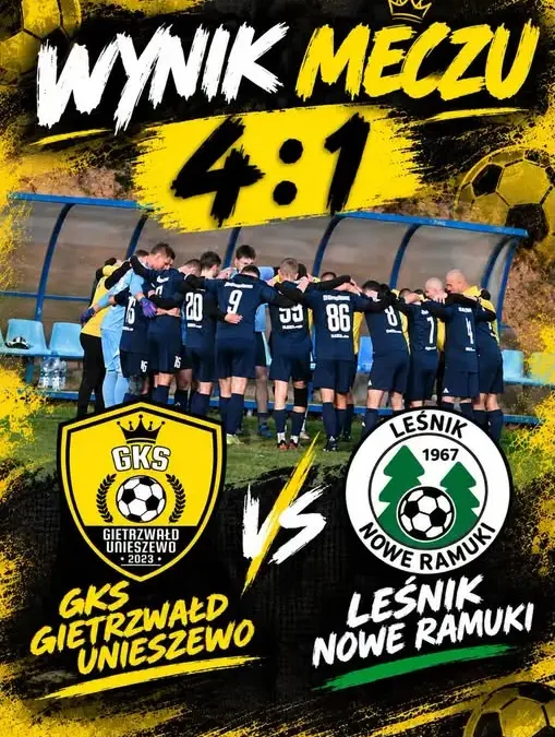 Unieszewo rozgromiło Leśnika Nowe Ramuki 4:1. Dwie bramki Kacpra Golksa