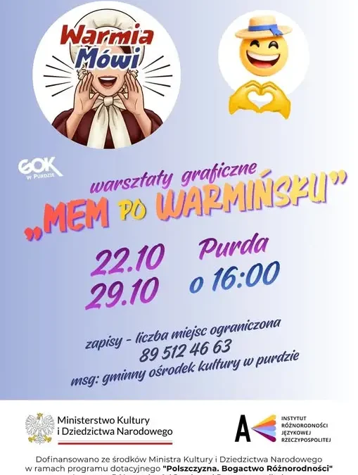 Warsztaty „Mem po Warmińsku” w Purdzie – zapisy trwają