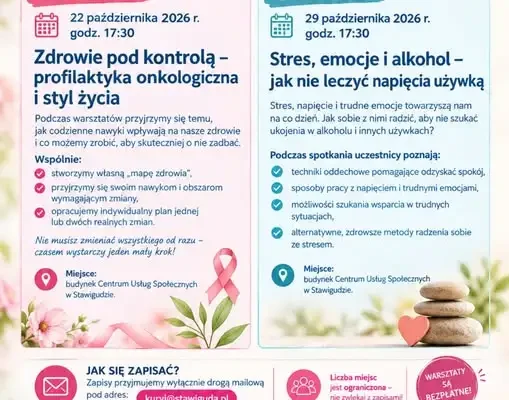 Bezpłatne warsztaty z psychoonkologiem w Stawigudzie – zapisy trwają