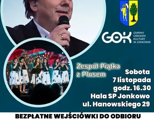 Koncertowy Dzień Seniora w Jonkowie – bezpłatne wejściówki na 7 listopada