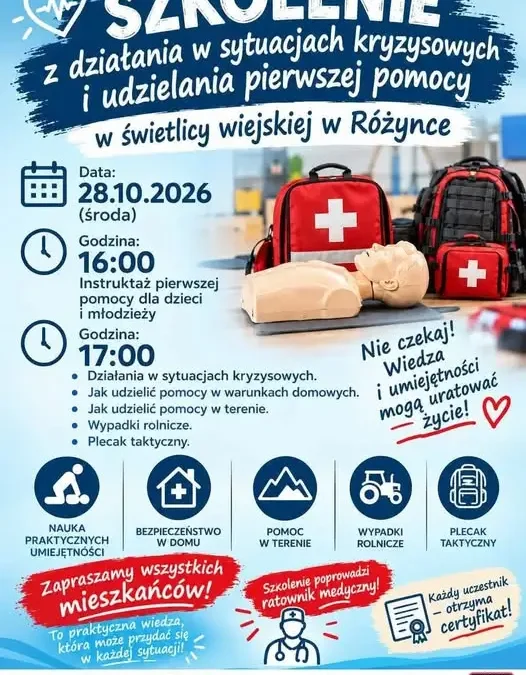 Szkolenie z pierwszej pomocy i reagowania kryzysowego w Różynce
