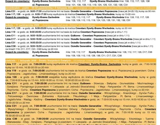 Zmiany w komunikacji miejskiej na Wszystkich Świętych w Gminie Dywity