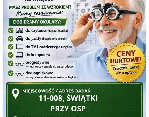 Bezpłatne badanie wzroku w Świątkach – 4 listopada
