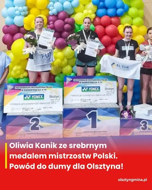 Srebro dla Oliwii Kanik – badmintonistka z gminy Olsztyn na podium mistrzostw Polski