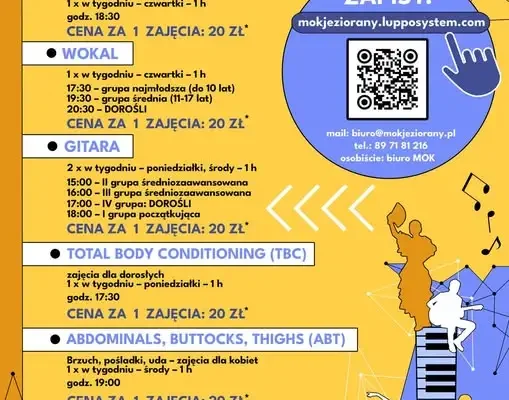 MOK Jeziorany: zapisy na zajęcia wciąż otwarte, nowy cennik i przejrzyste rozliczenia