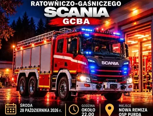 Nowa Scania dla OSP Purda – mieszkańcy powitają wóz wieczorem