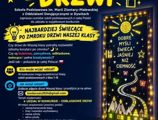 Ogólnopolski konkurs „Odblaskowe drzwi” – szkoła z Dywit zaprasza klasy do zabawy