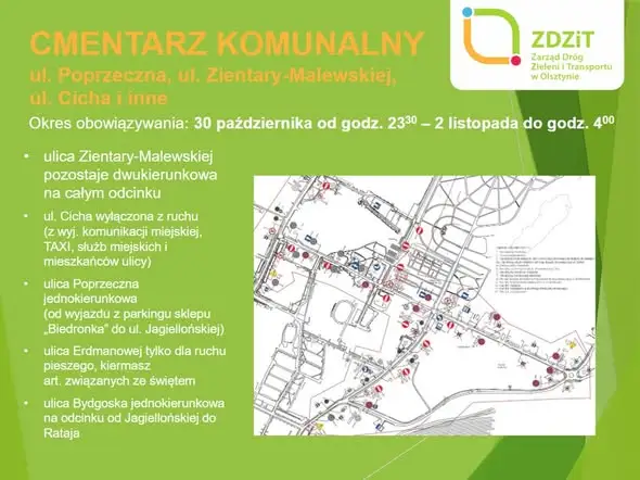 Wszystkich Świętych w Olsztynie: zmiany w ruchu i więcej autobusów